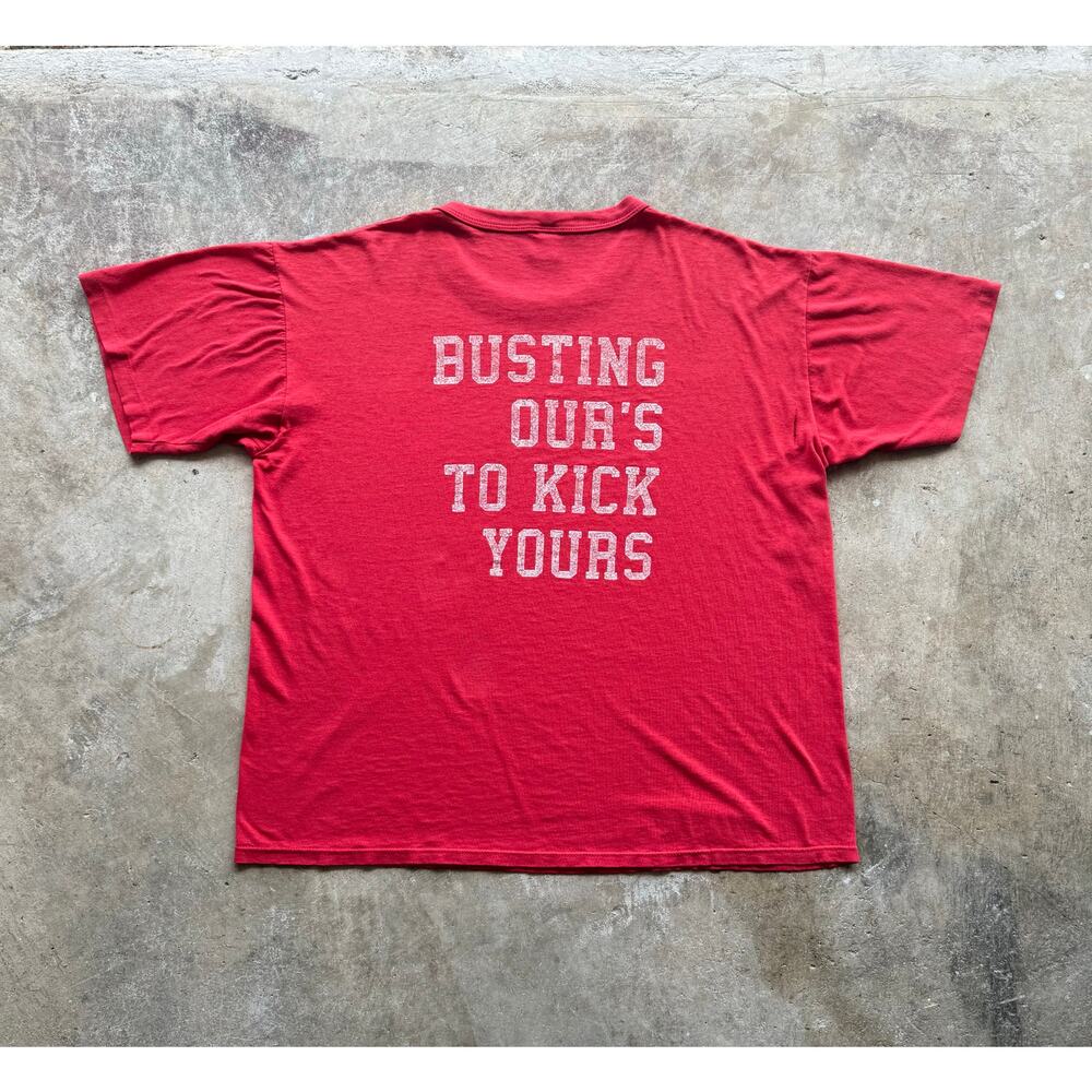 VTG 1980s Russell Athletic Red Paper Thin Softball Tee Size Mens XL